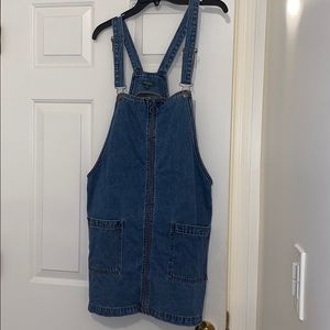 Dark blue denim overall dress